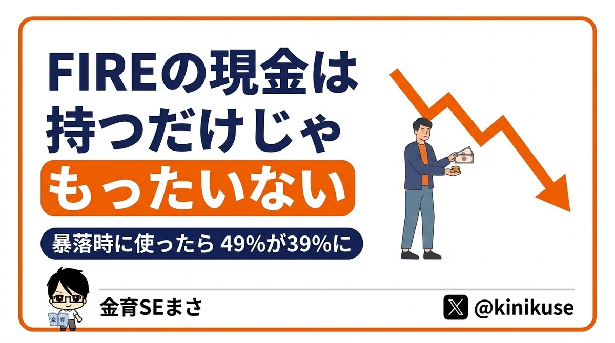 FIREの現金クッション、持つだけでいい？暴落時に使うとお金が尽きる確率はどう変わるかのアイキャッチ画像